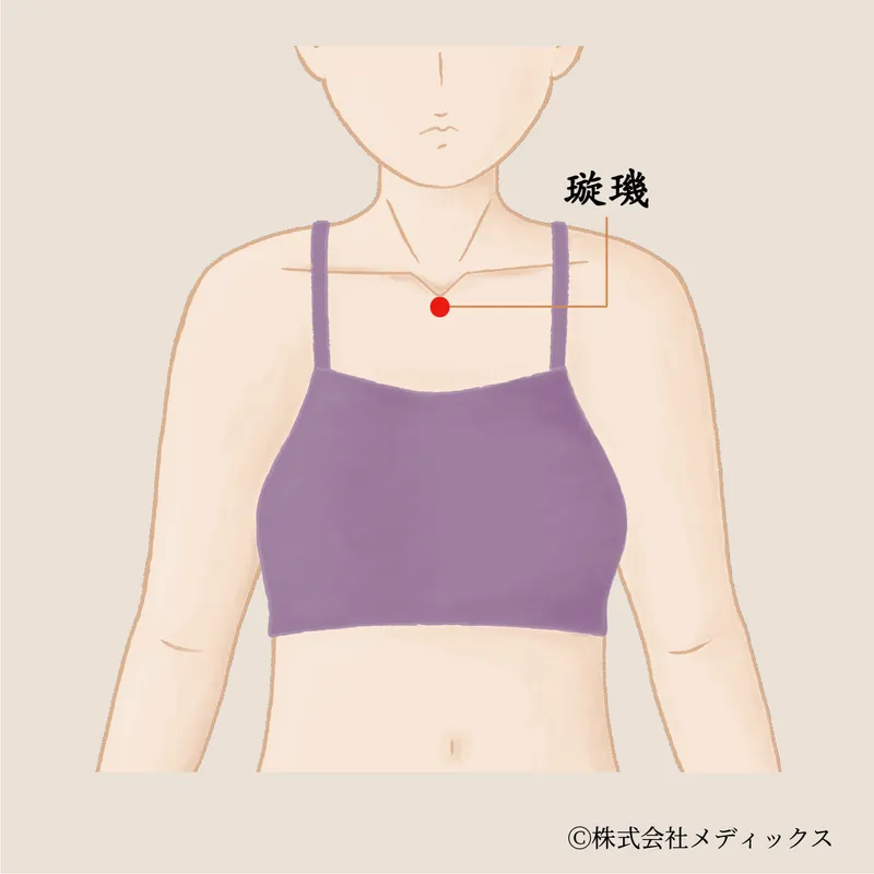 【璇璣】胸の緊張と咳をやわらげる呼吸のツボ