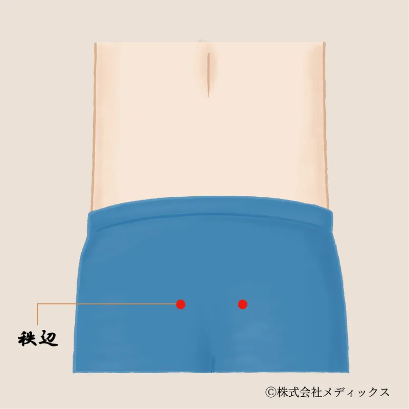 【秩辺】仙骨まわりを整え、足腰の重さを軽くするツボ