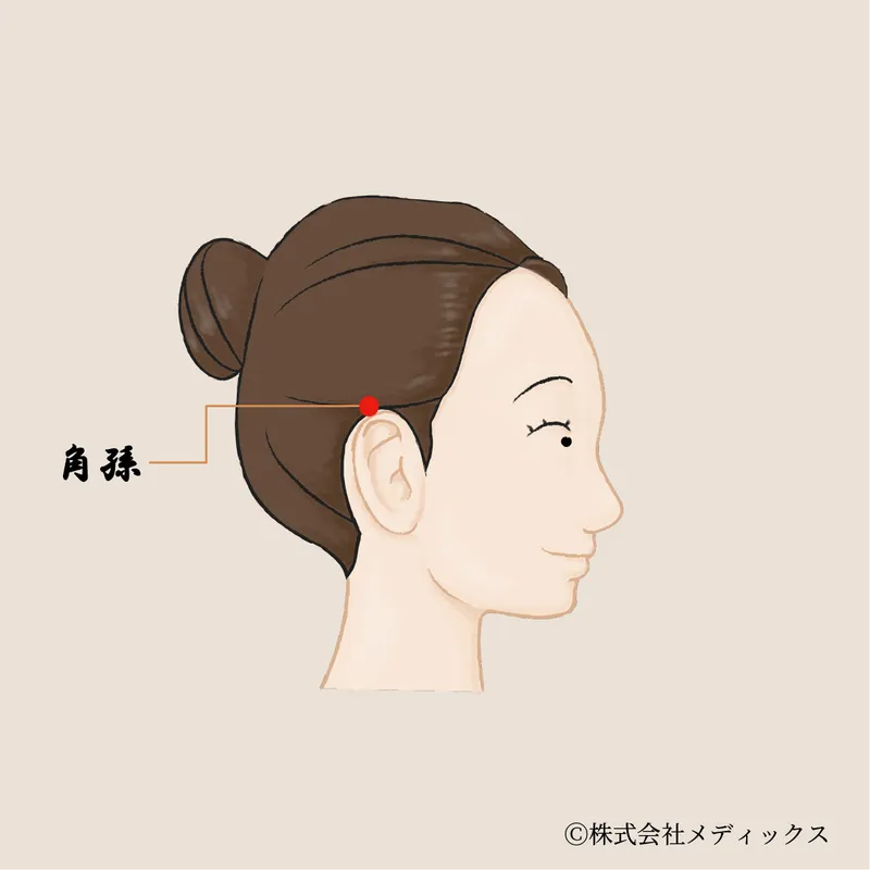 【角孫】頭の張りと耳の不調を緩める側頭部のツボ