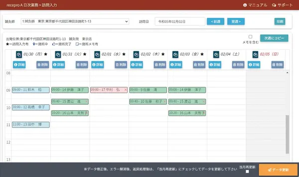 訪問入力も操作が簡単らくらく!の画面イメージ